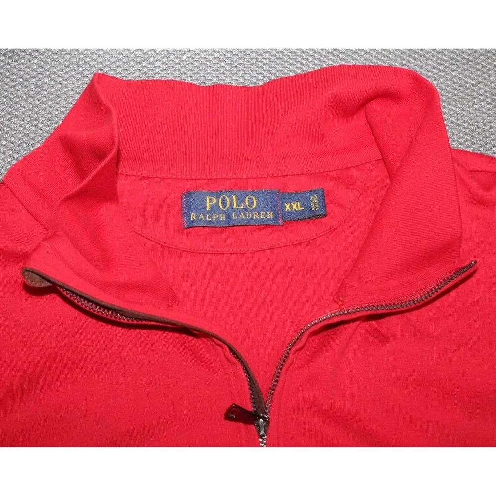 Polo Ralph Lauren Red 1/4 Zip Cotton Pullover Long‎ Sleeve Shirt Mens Size XXL